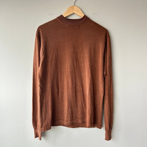 Bachrach Other - Bachrach Men’s 100% Silk Crewneck Shirt Brown Size L Sleek Elegant